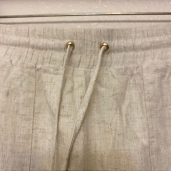 Allie Rose White ivory hi rise Elastic pull on coastal beachy shorts linen S - Picture 10 of 13